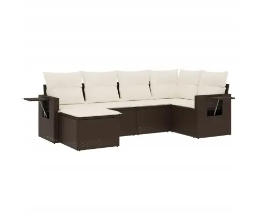 Sofos Komplektas Su Pagalvėlėmis, 6 Dalių, Rudas, Poliratanas