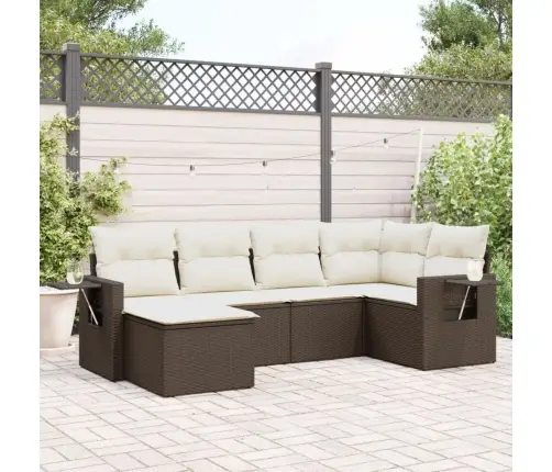 Sofos Komplektas Su Pagalvėlėmis, 6 Dalių, Rudas, Poliratanas