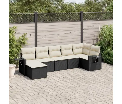 7-Daļīgs Dārza Dīvāna Komplekts Ar Matračiem, Melna Pe Vidaxl