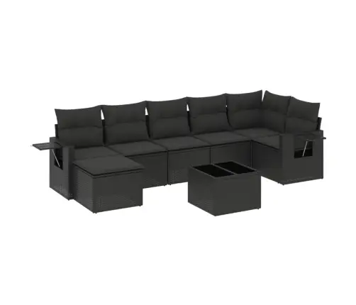 8-Daļīgs Dārza Dīvāna Komplekts, Matrači, Melna Pe Rotangpalma Vidaxl