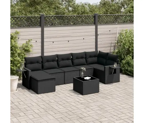 8-Daļīgs Dārza Dīvāna Komplekts, Matrači, Melna Pe Rotangpalma Vidaxl