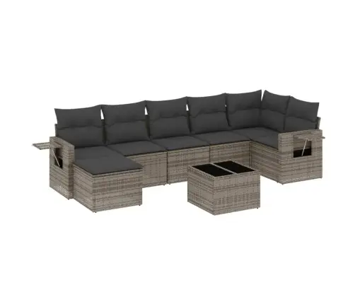 8-Daļīgs Dārza Dīvāna Komplekts Ar Matračiem, Pelēks Pe Pinums Vidaxl