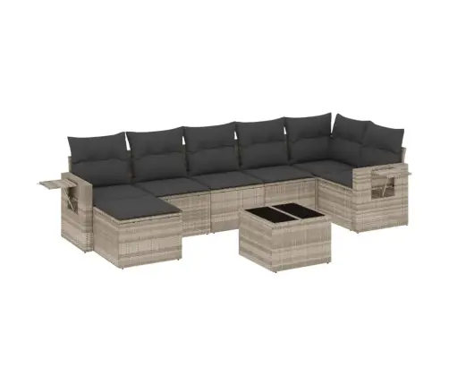 8-Daļīgs Dārza Dīvāna Komplekts,Matrači, Gaiši Pelēka Pe Pinums Vidaxl