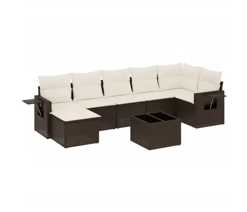 8-Daļīgs Dārza Dīvānu Komplekts, Matrači, Brūna Pe Rotangpalma Vidaxl