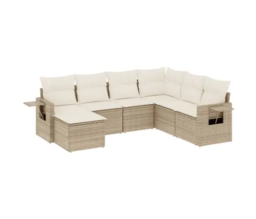 7-Daļīgs Dārza Dīvāna Komplekts, Matrači, Bēša Pe Rotangpalma Vidaxl