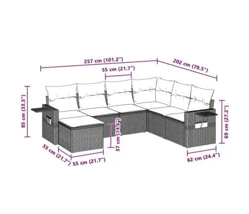 7-Daļīgs Dārza Dīvāna Komplekts,Matrači, Gaiši Pelēka Pe Pinums Vidaxl