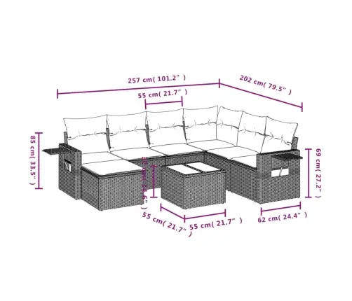 8-Daļīgs Dārza Dīvāna Komplekts, Matrači, Melna Pe Rotangpalma Vidaxl