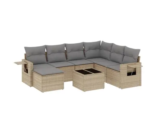 Sofos Komplektas Su Pagalvėlėmis, 8 Dalių, Smėlio, Poliratanas