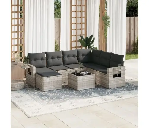 8-Osaline Aiadiivani Komplekt Patjadega, Helehall, Polürotang