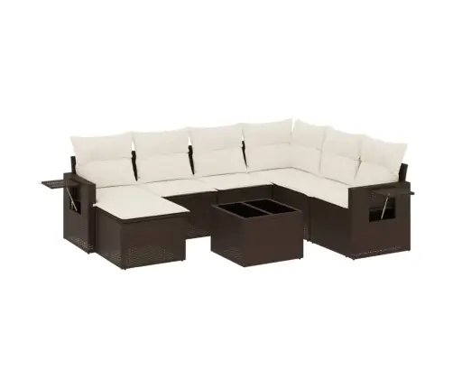 8-Daļīgs Dārza Dīvānu Komplekts, Matrači, Brūna Pe Rotangpalma Vidaxl