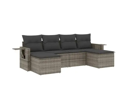 6-Daļīgs Dārza Dīvāna Komplekts Ar Matračiem, Pelēks Pe Pinums Vidaxl