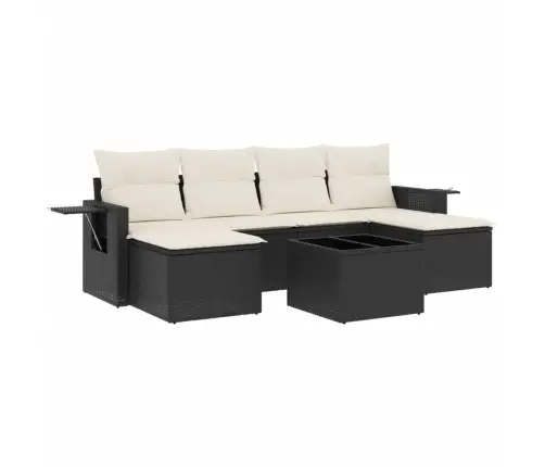 7-Daļīgs Dārza Dīvāna Komplekts Ar Matračiem, Melna Pe Vidaxl