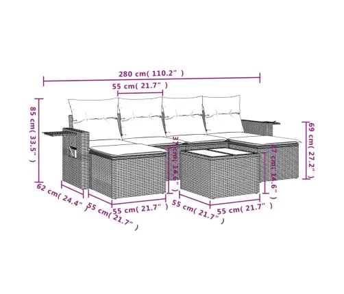 7-Osaline Aiadiivani Komplekt Patjadega, Beež, Polürotang