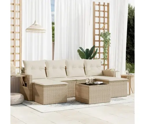 7-Osaline Aiadiivani Komplekt Patjadega, Beež, Polürotang