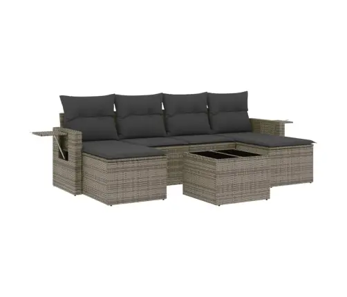 7-Daļīgs Dārza Dīvāna Komplekts, Matrači, Pelēka Pe Rotangpalma Vidaxl