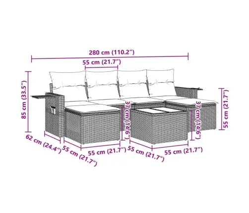 7-Daļīgs Dārza Dīvāna Komplekts,Matrači, Gaiši Pelēka Pe Pinums Vidaxl