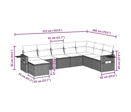 8-Daļīgs Dārza Dīvāna Komplekts, Matrači, Melna Pe Rotangpalma Vidaxl