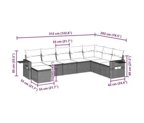 8-Daļīgs Dārza Dīvāna Komplekts,Matrači, Gaiši Pelēka Pe Pinums Vidaxl