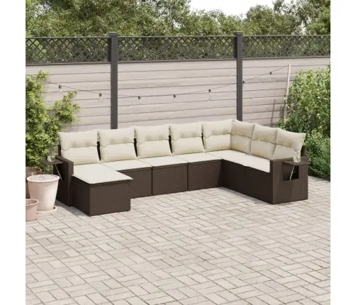 8-Daļīgs Dārza Dīvānu Komplekts, Matrači, Brūna Pe Rotangpalma Vidaxl