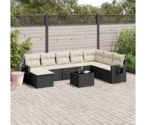 9-Daļīgs Dārza Dīvāna Komplekts, Matrači, Melna Pe Rotangpalma Vidaxl