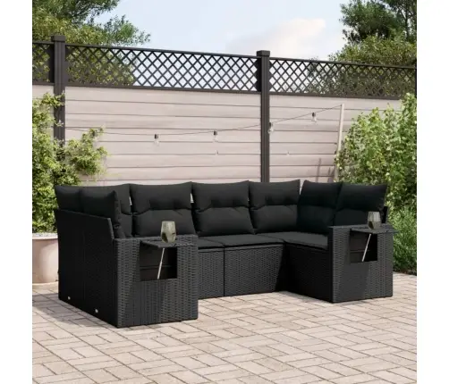 6-Daļīgs Dārza Dīvāna Komplekts, Matrači, Melna Pe Rotanpalma Vidaxl