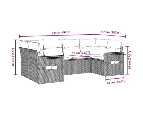6-Osaline Aiadiivani Komplekt Patjadega, Must, Polürotang