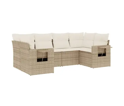 Sofos Komplektas Su Pagalvėlėmis, 6 Dalių, Smėlio, Poliratanas