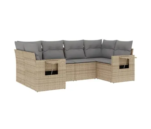 6-Daļīgs Dārza Dīvāna Komplekts, Matrači, Bēša Pe Rotangpalma Vidaxl