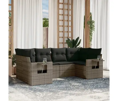 6-Daļīgs Dārza Dīvāna Komplekts Ar Matračiem, Pelēks Pe Pinums Vidaxl