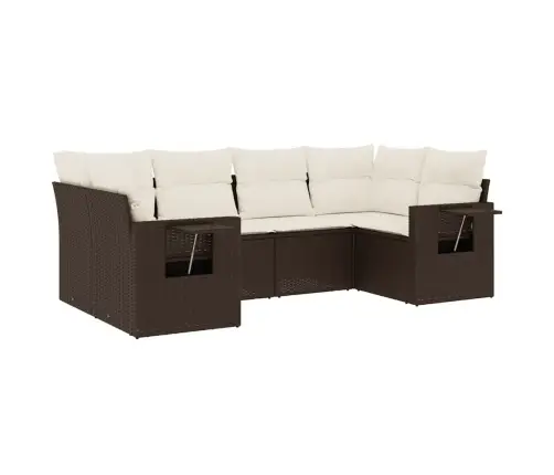 6-Daļīgs Dārza Dīvānu Komplekts, Matrači, Brūna Pe Rotangpalma Vidaxl