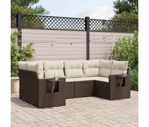 6-Daļīgs Dārza Dīvānu Komplekts, Matrači, Brūna Pe Rotangpalma Vidaxl