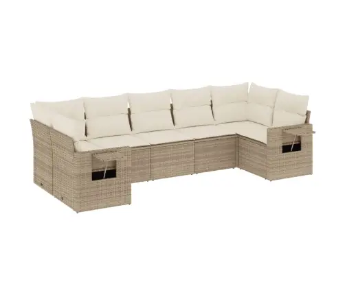 7-Daļīgs Dārza Dīvāna Komplekts, Matrači, Bēša Pe Rotangpalma Vidaxl