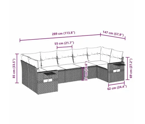 7-Daļīgs Dārza Dīvāna Komplekts,Matrači, Gaiši Pelēka Pe Pinums Vidaxl