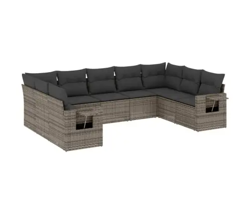 Sofos Komplektas Su Pagalvėlėmis, 9 Dalių, Pilkas, Poliratanas