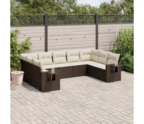 Sodo Komplektas Su Pagalvėlėmis, 9 Dalių, Rudas, Poliratanas