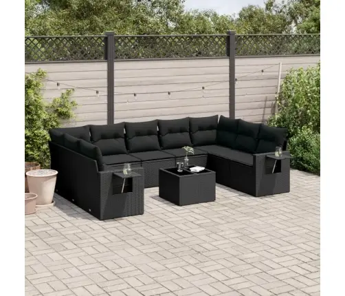 10-Daļīgs Dārza Dīvāna Komplekts, Matrači, Melna Pe Rotangpalma Vidaxl