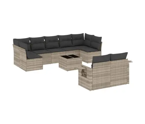 10-Osaline Aiadiivani Komplekt Patjadega, Helehall, Polürotang