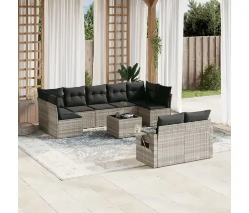 10-Osaline Aiadiivani Komplekt Patjadega, Helehall, Polürotang