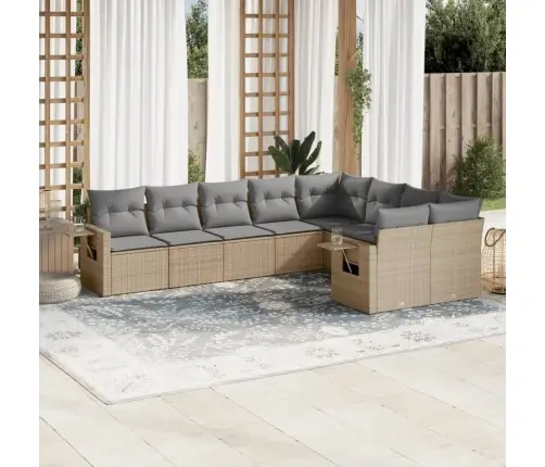 Sodo Komplektas Su Pagalvėlėmis, 9 Dalių, Smėlio, Poliratanas