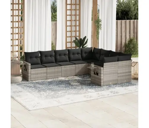 Sofos Komplektas Su Pagalvėlėmis, 9 Dalių, Pilkas, Poliratanas