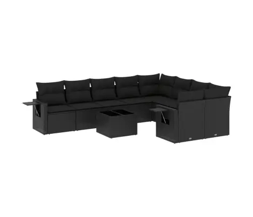 10-Daļīgs Dārza Dīvāna Komplekts, Matrači, Melna Pe Rotangpalma Vidaxl