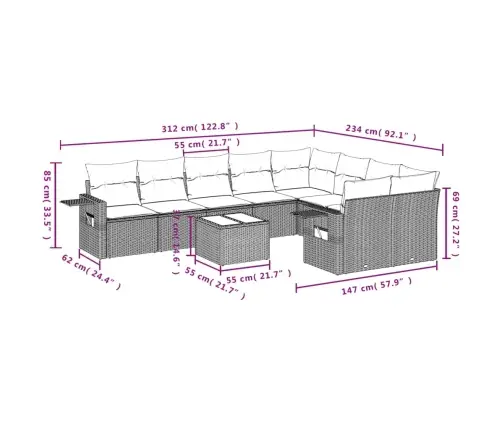 Sodo Komplektas Su Pagalvėlėmis, 10 Dalių, Juodas, Poliratanas