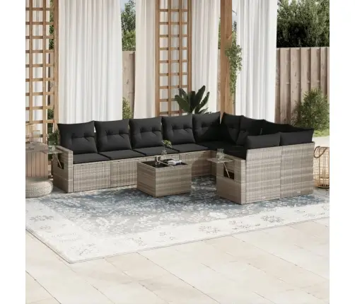 10-Osaline Aiadiivani Komplekt Patjadega, Helehall, Polürotang