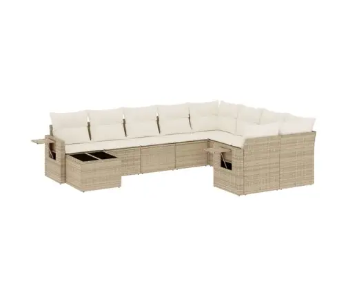 Sofos Komplektas Su Pagalvėlėmis, 10 Dalių, Smėlio, Poliratanas