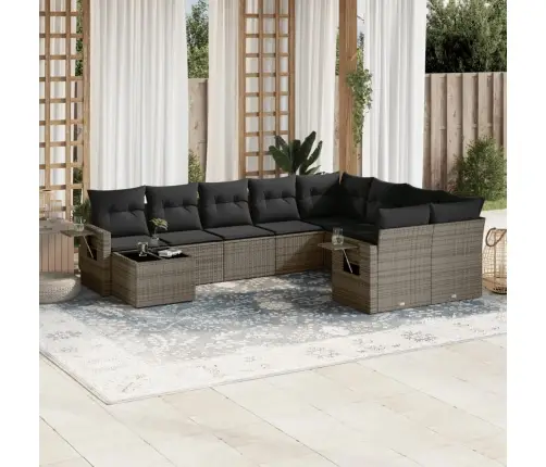 10-Daļīgs Dārza Dīvāna Komplekts Ar Matračiem, Pelēks Pe Pinums Vidaxl 10-Daļīgs Dārza Dīvāna Komplekts Ar Matračiem, Pelēks Pe Pinums Vidaxl