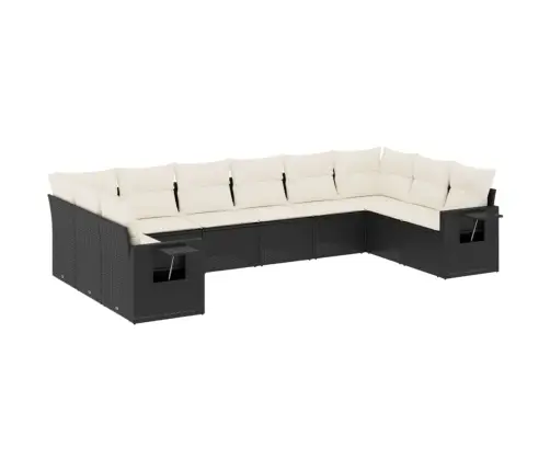 Sodo Komplektas Su Pagalvėlėmis, 10 Dalių, Juodas, Poliratanas