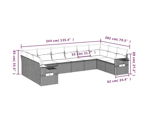 10-Daļīgs Dārza Dīvāna Komplekts, Matrači, Bēša Pe Rotangpalma Vidaxl 10-Daļīgs Dārza Dīvāna Komplekts, Matrači, Bēša Pe Rotangpalma Vidaxl