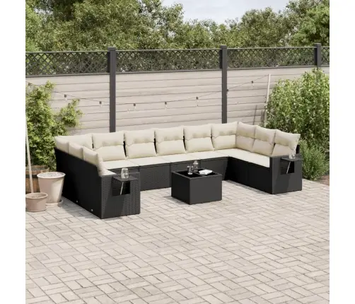 11-Daļīgs Dārza Dīvāna Komplekts, Matrači, Melna Pe Rotangpalma Vidaxl