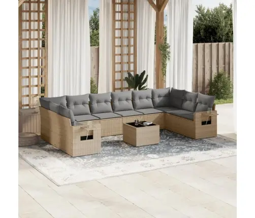 11-Osaline Aiadiivani Komplekt Patjadega, Beež, Polürotang