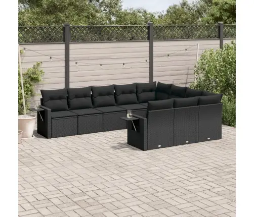 Sodo Komplektas Su Pagalvėlėmis, 10 Dalių, Juodas, Poliratanas